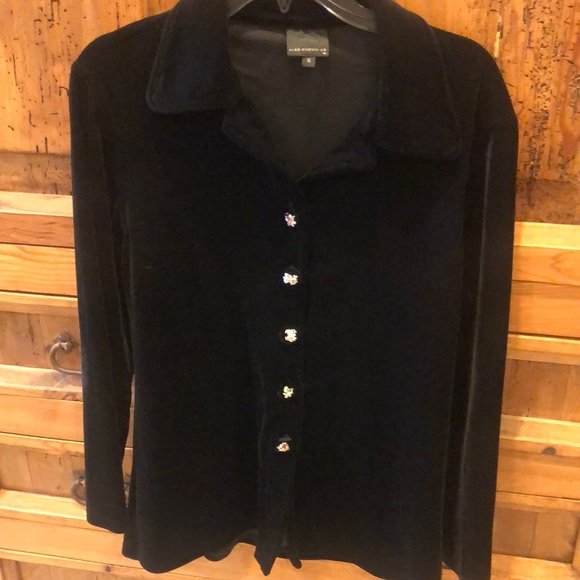 VINTAGE VELVET JACKET WITH FLORAL BUTTONS - Picture 8 of 9